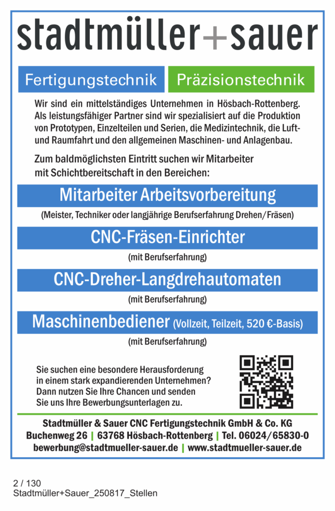Wir suchen CNC Dreher, CNC Fräser, Mitarbeiter für Arbeitsvorbereitung und Maschinenbediener